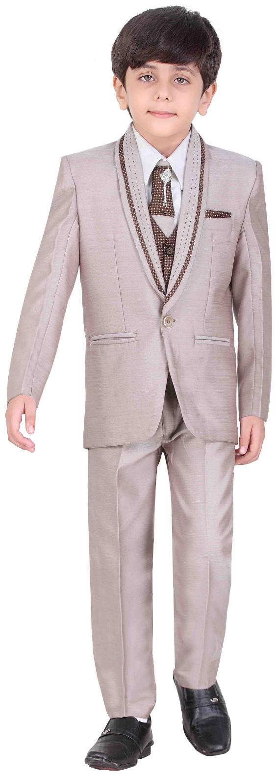 

Jeetethnics Boy Silk Solid Sherwani - Grey