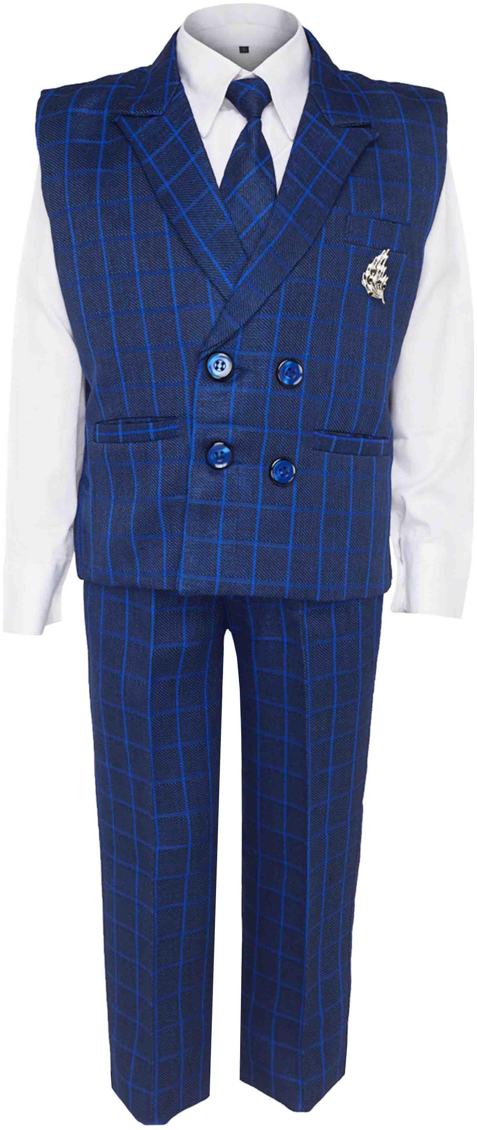 

Jeetethnics Boy Silk blend Solid Kurta pyjama set - Blue