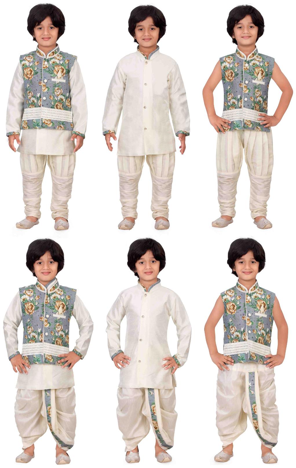 

Jeetethnics Boy Silk Printed Kurta pyjama set - Multi