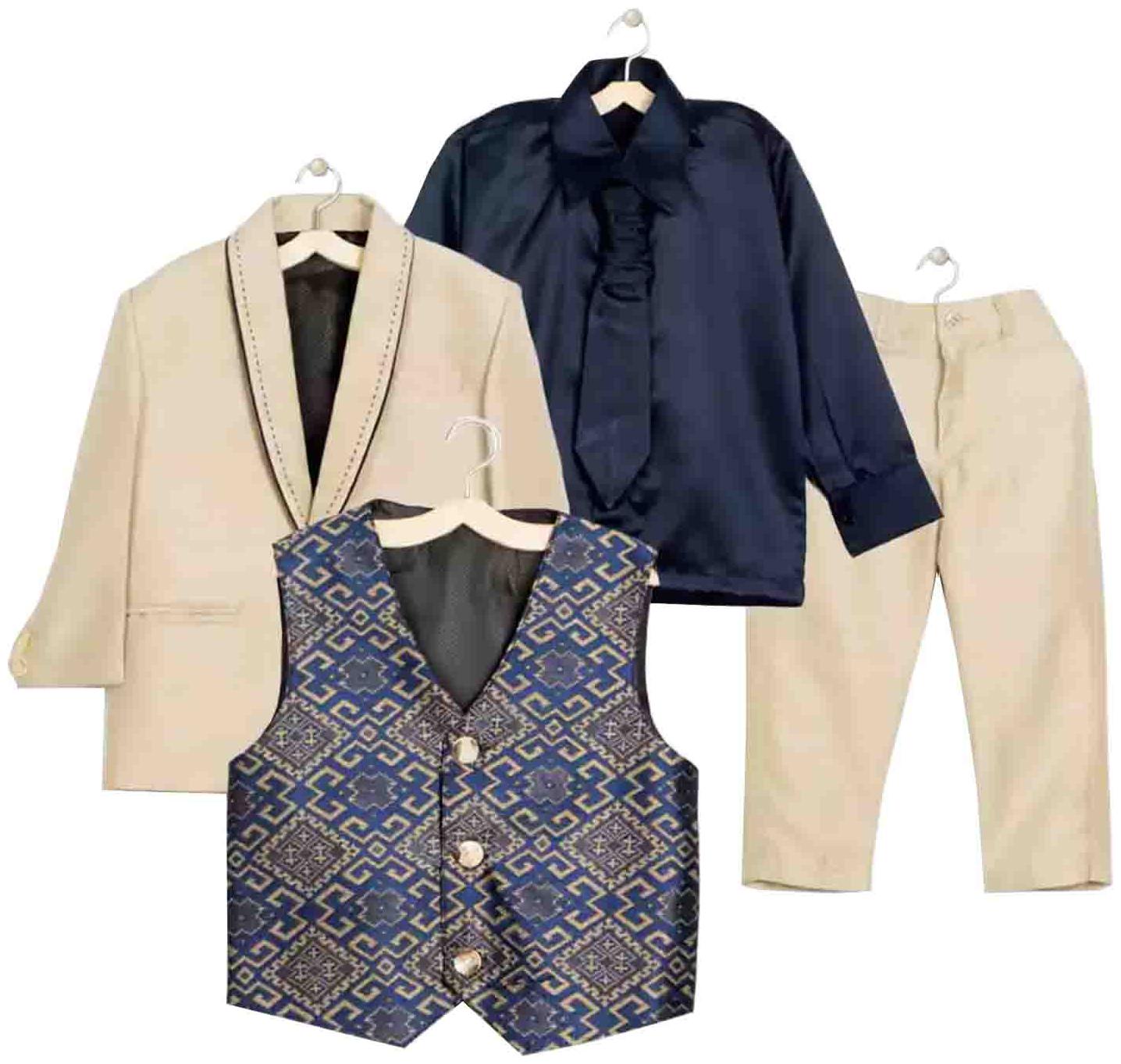 

Jeetethnics Boy Silk blend Solid Ethnic jacket - Beige