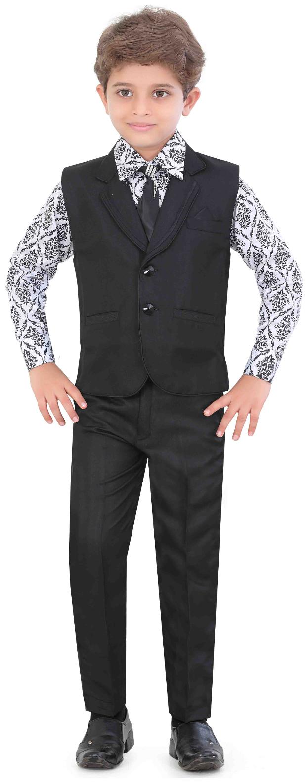 

Jeetethnics Boy Silk blend Solid Kurta pyjama set - Black