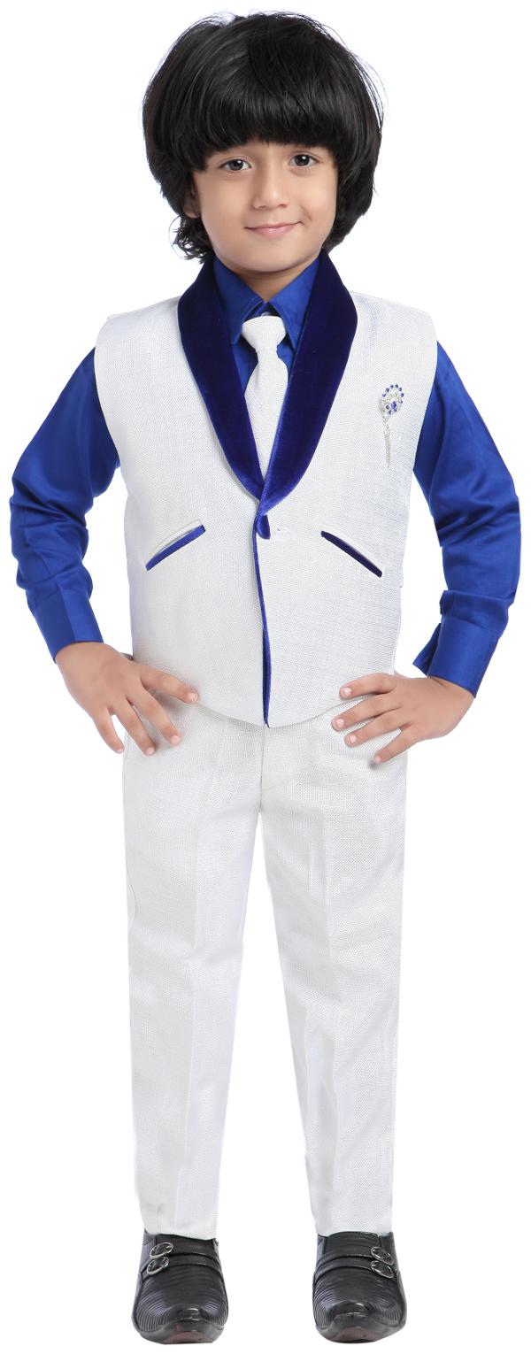 

Jeetethnics Boy Silk blend Solid Kurta pyjama set - White