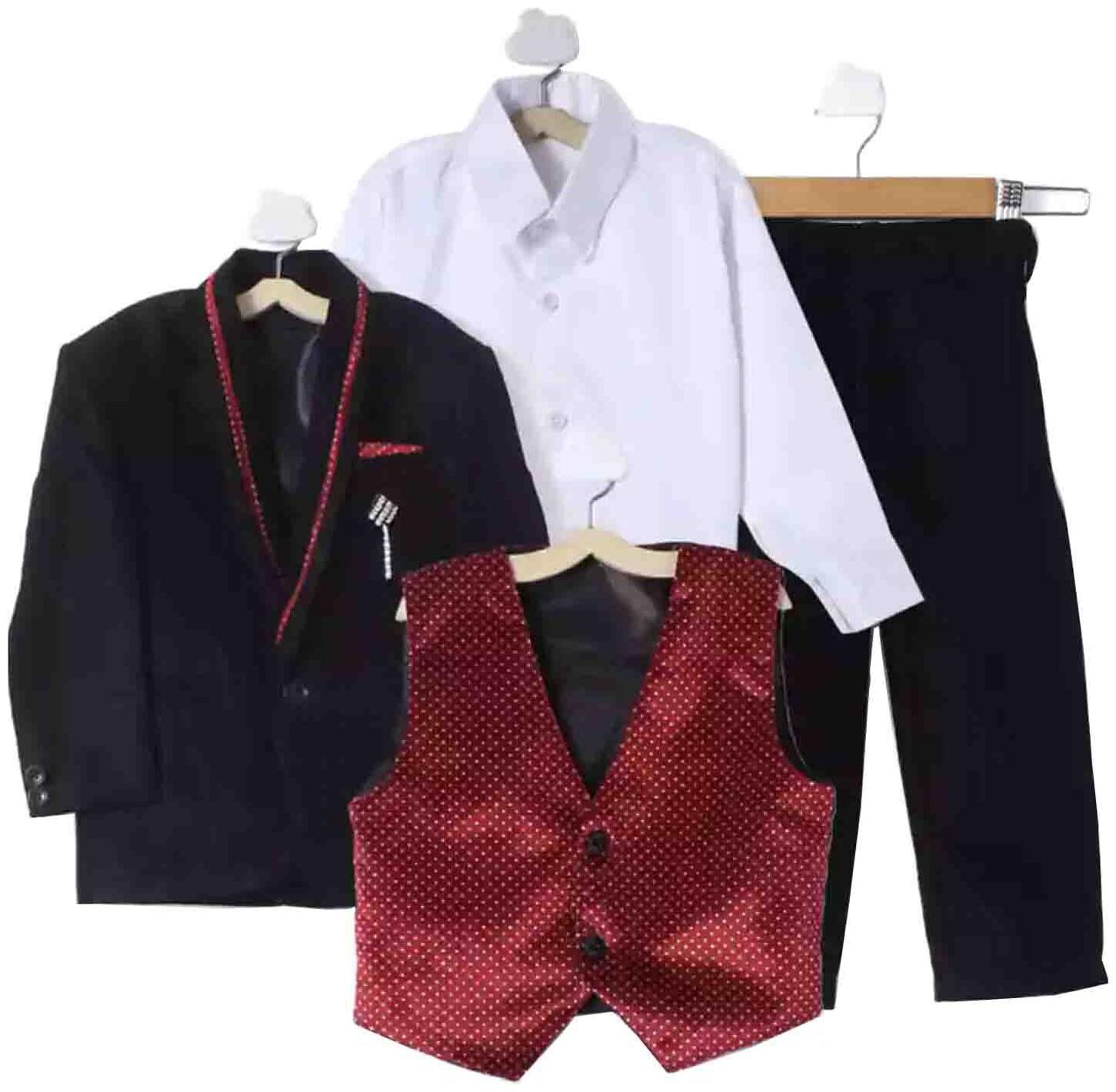 

Jeetethnics Boy Silk blend Self design Ethnic jacket - Black