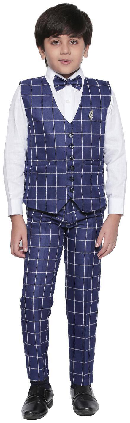 Jeetethnics Blue Boys Waistcoat Suit Set