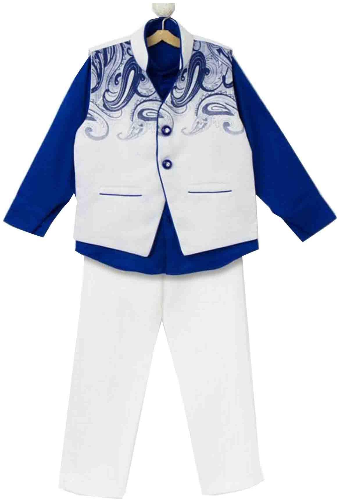 

Jeetethnics Boy Silk blend Solid Ethnic jacket - White
