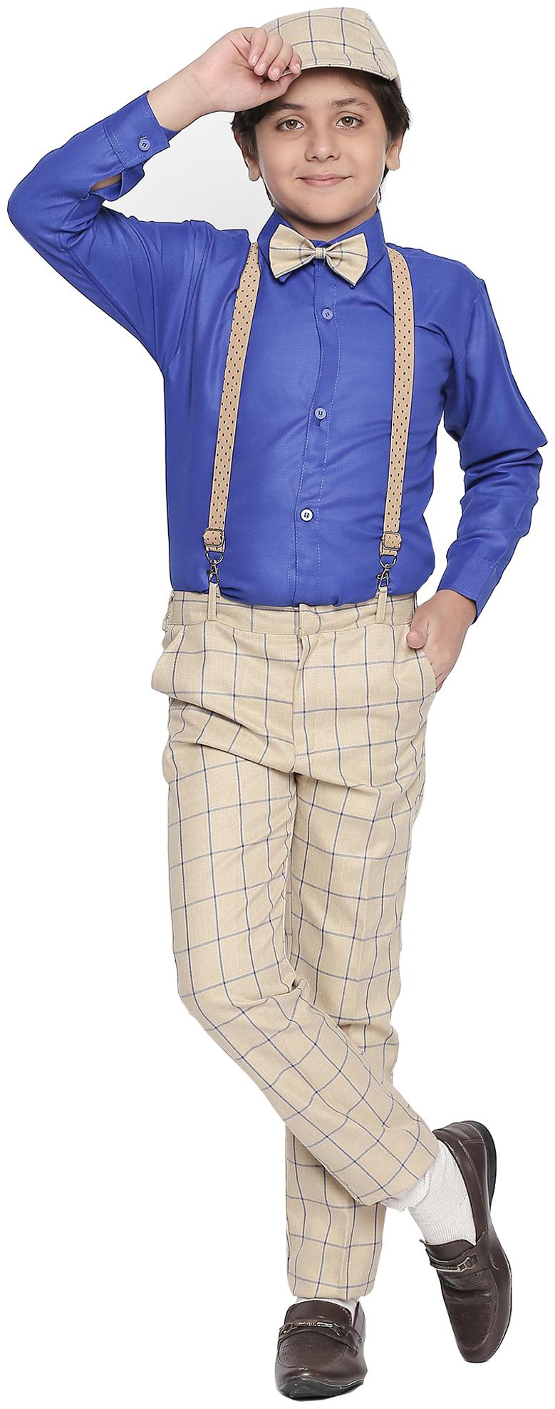 

Jeetethnics Blended Checked Top Bottom Set - Cream Blue