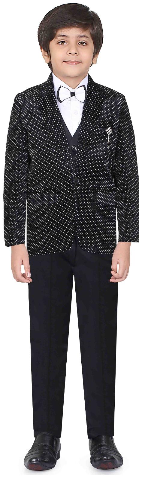 

Jeetethnics Boy Silk blend Solid Kurta pyjama set - Black