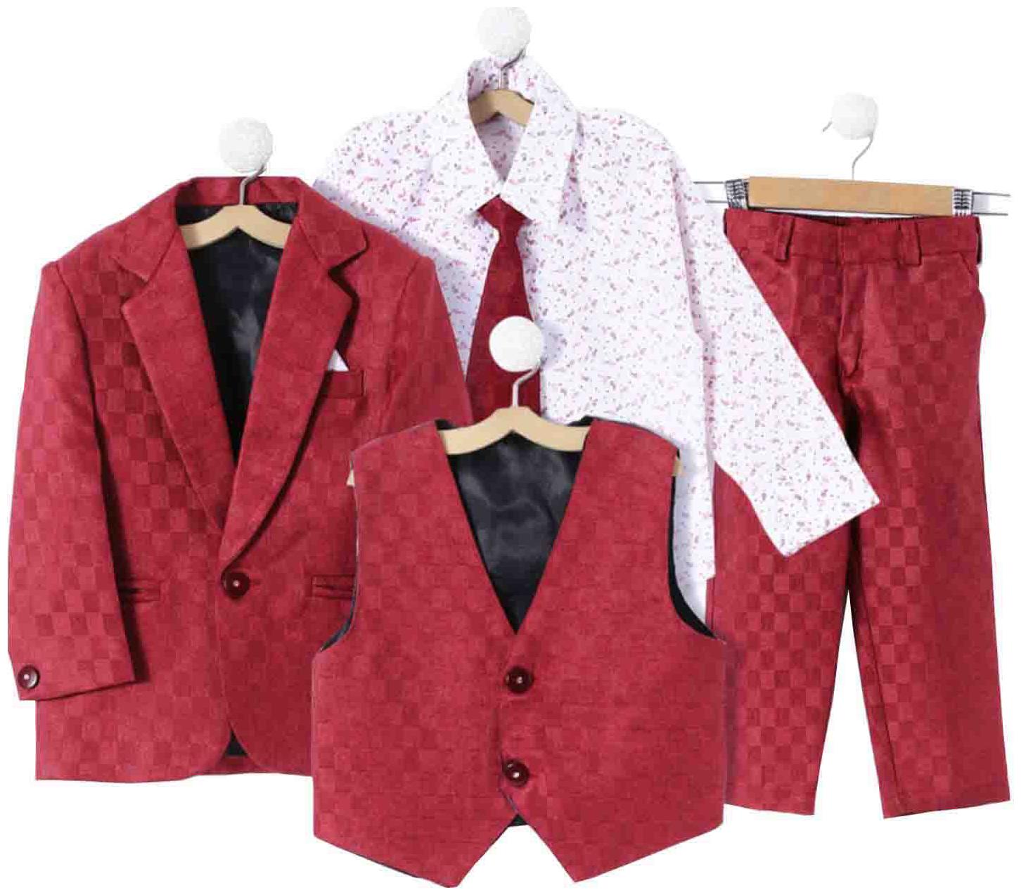 

Jeetethnics Boy Silk blend Solid Ethnic jacket - Maroon
