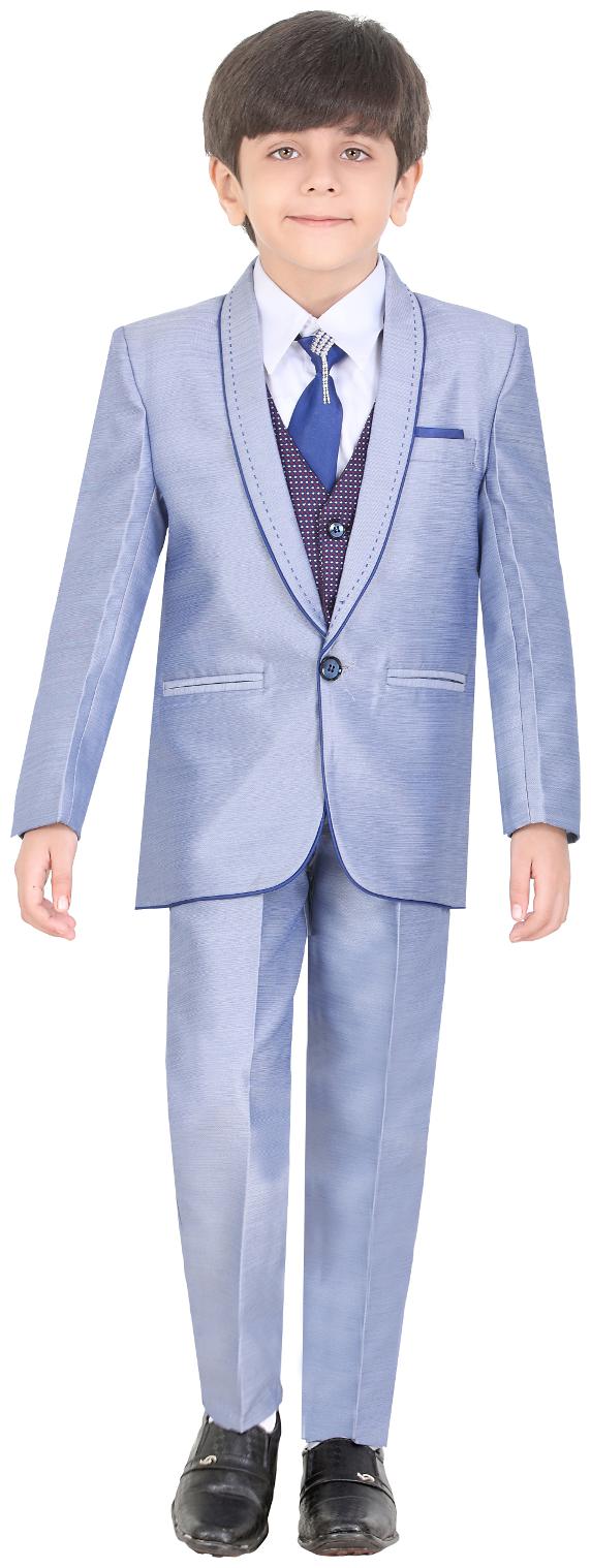 

Jeetethnics Boy Silk blend Solid Kurta pyjama set - Blue