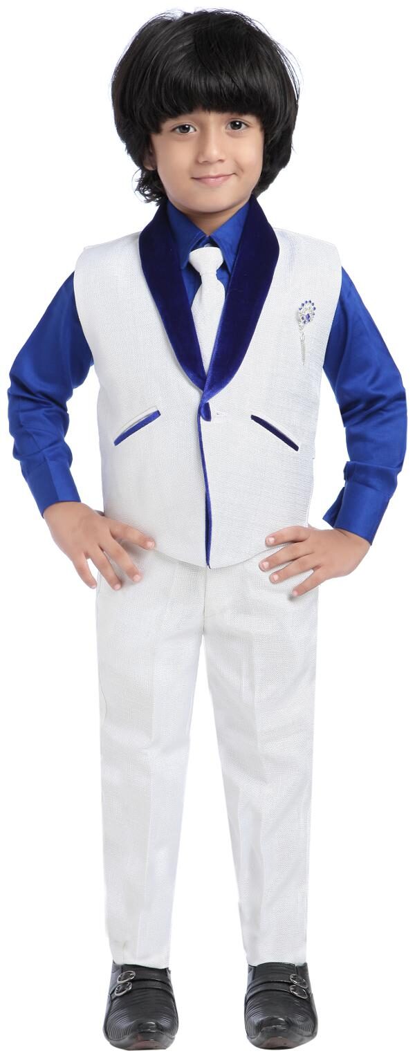 

Jeetethnics Boy Silk blend Solid Kurta pyjama set - White