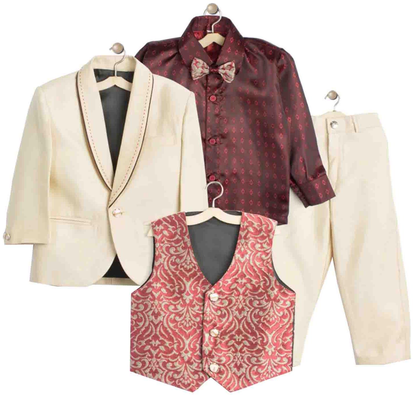 

Jeetethnics Boy Silk blend Solid Ethnic jacket - Beige