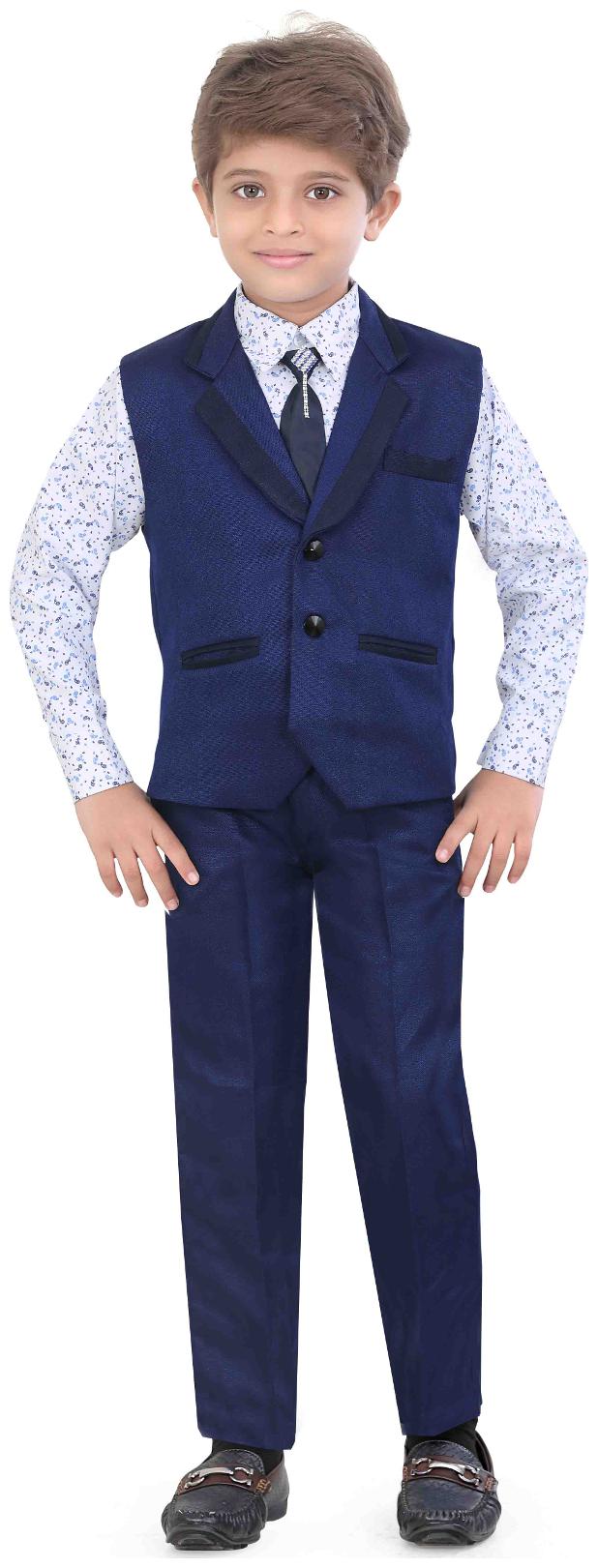 

Jeetethnics Boy Silk blend Solid Kurta pyjama set - Blue