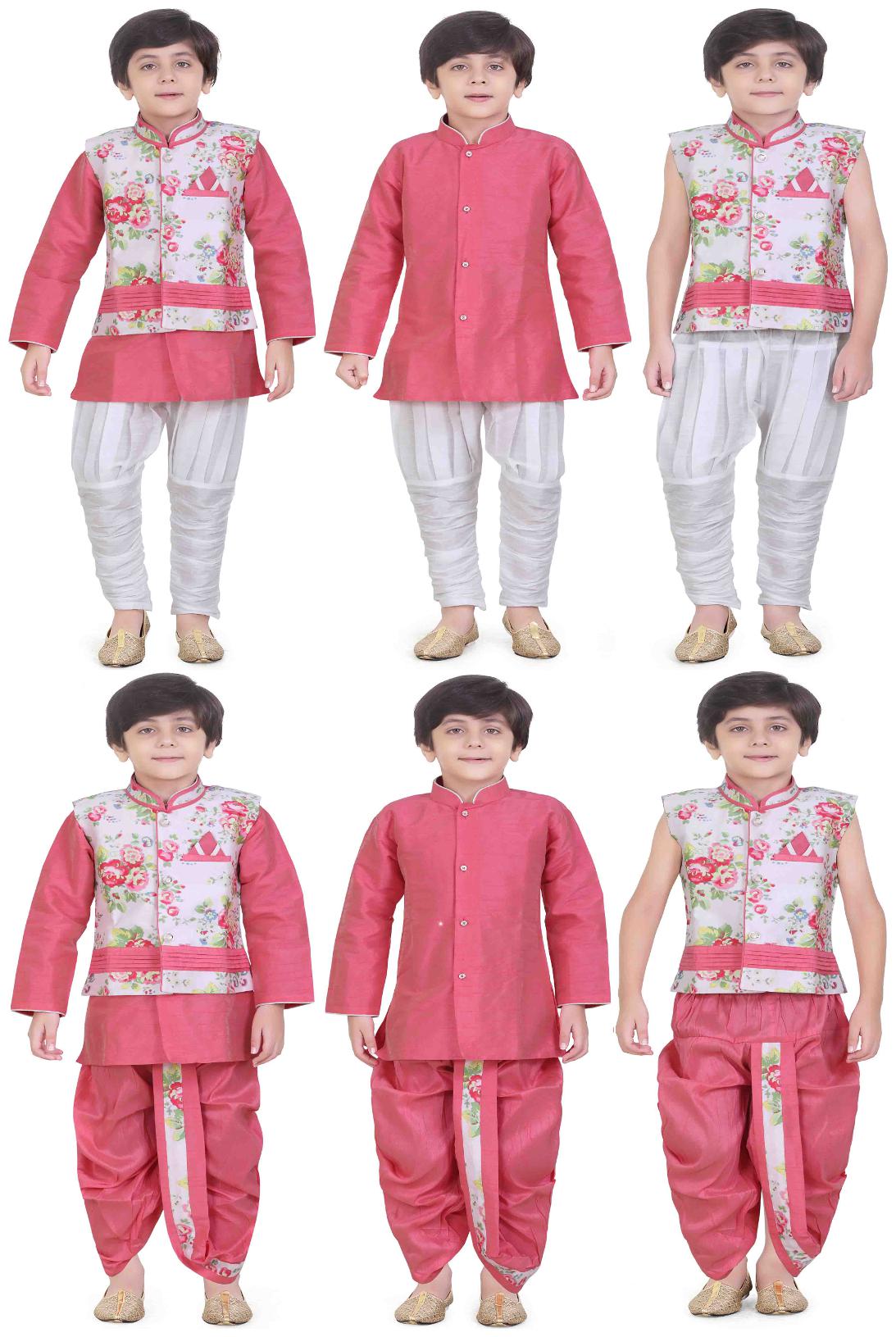 

Jeetethnics Boy Silk blend Printed Kurta pyjama set - Multi