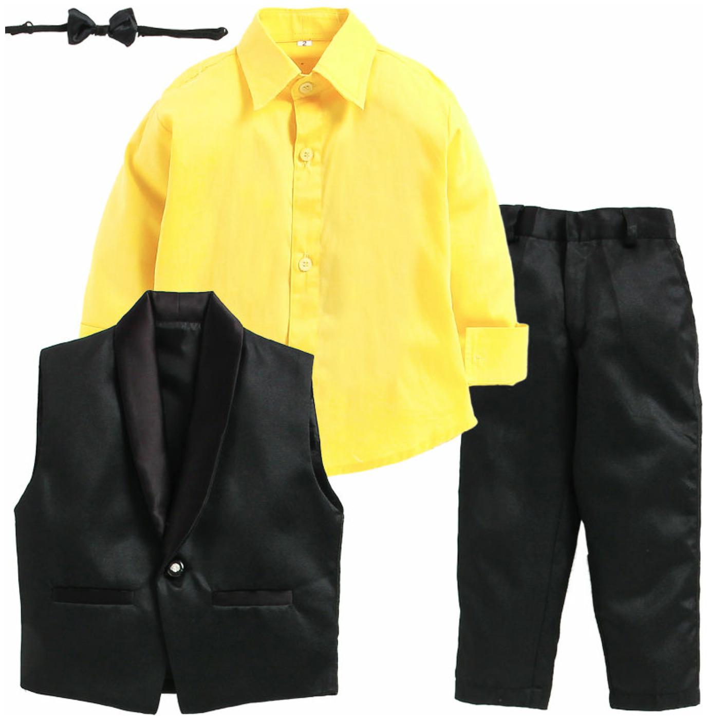 

Jeetethnics Black Yellow Boys Waistcoat Suit Set