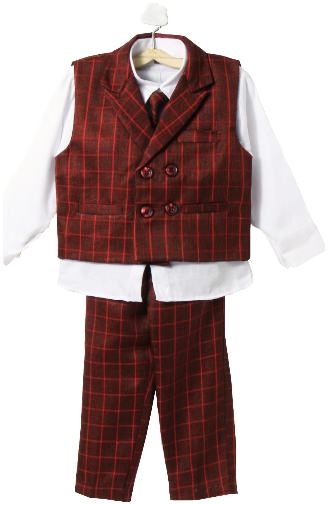 

Jeetethnics Red Boys Waistcoat Suit Set