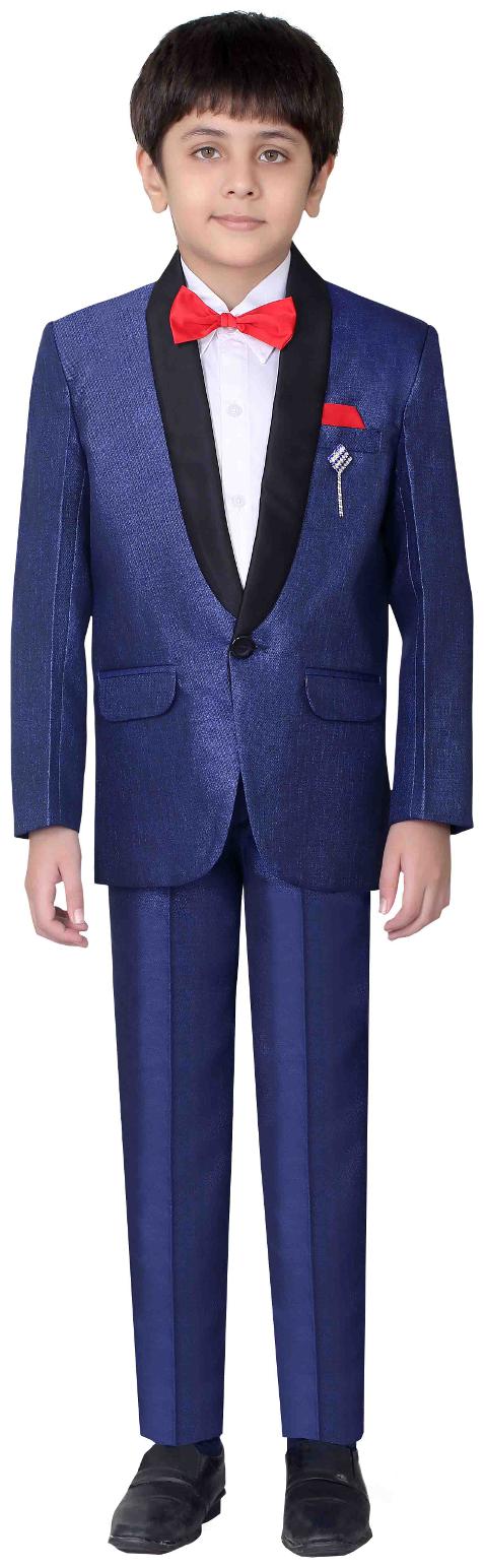 

Jeetethnics Boy Silk blend Solid Kurta pyjama set - Blue