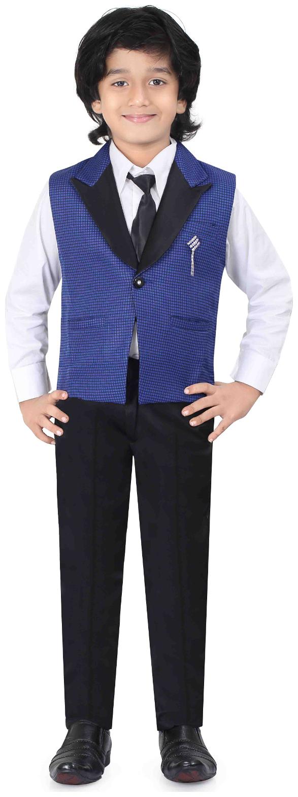 

Jeetethnics Boy Silk Solid Kurta pyjama set - Blue