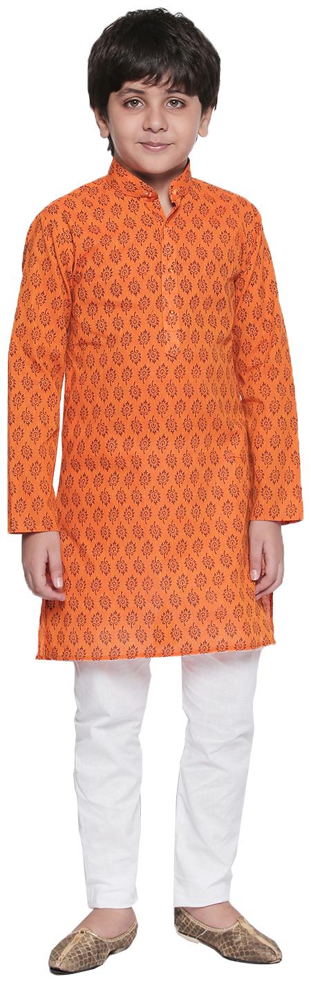 

Jeetethnics Boy Cotton Solid Kurta - Orange