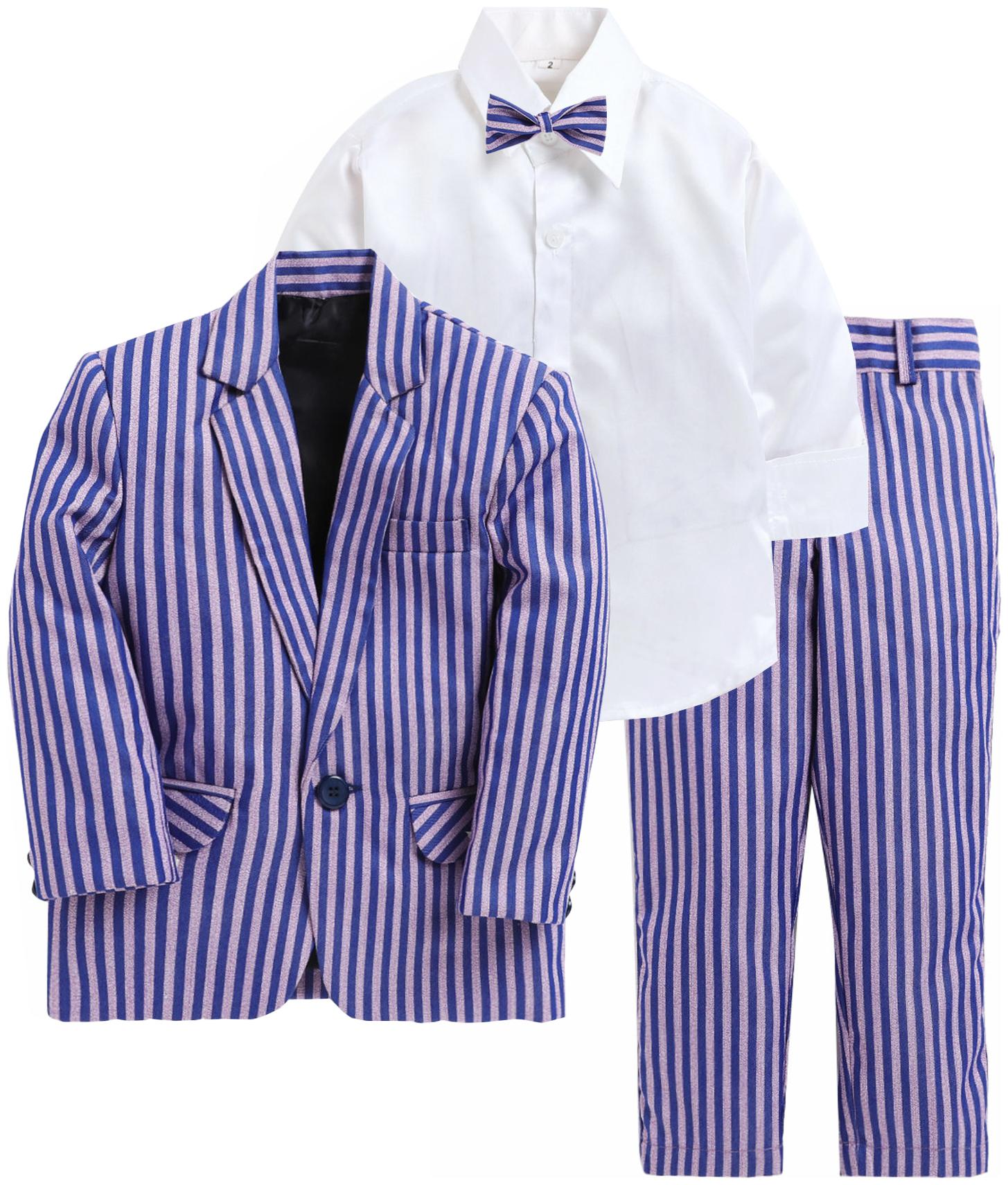

Jeetethnics Purple White Boys Coat Suit Set