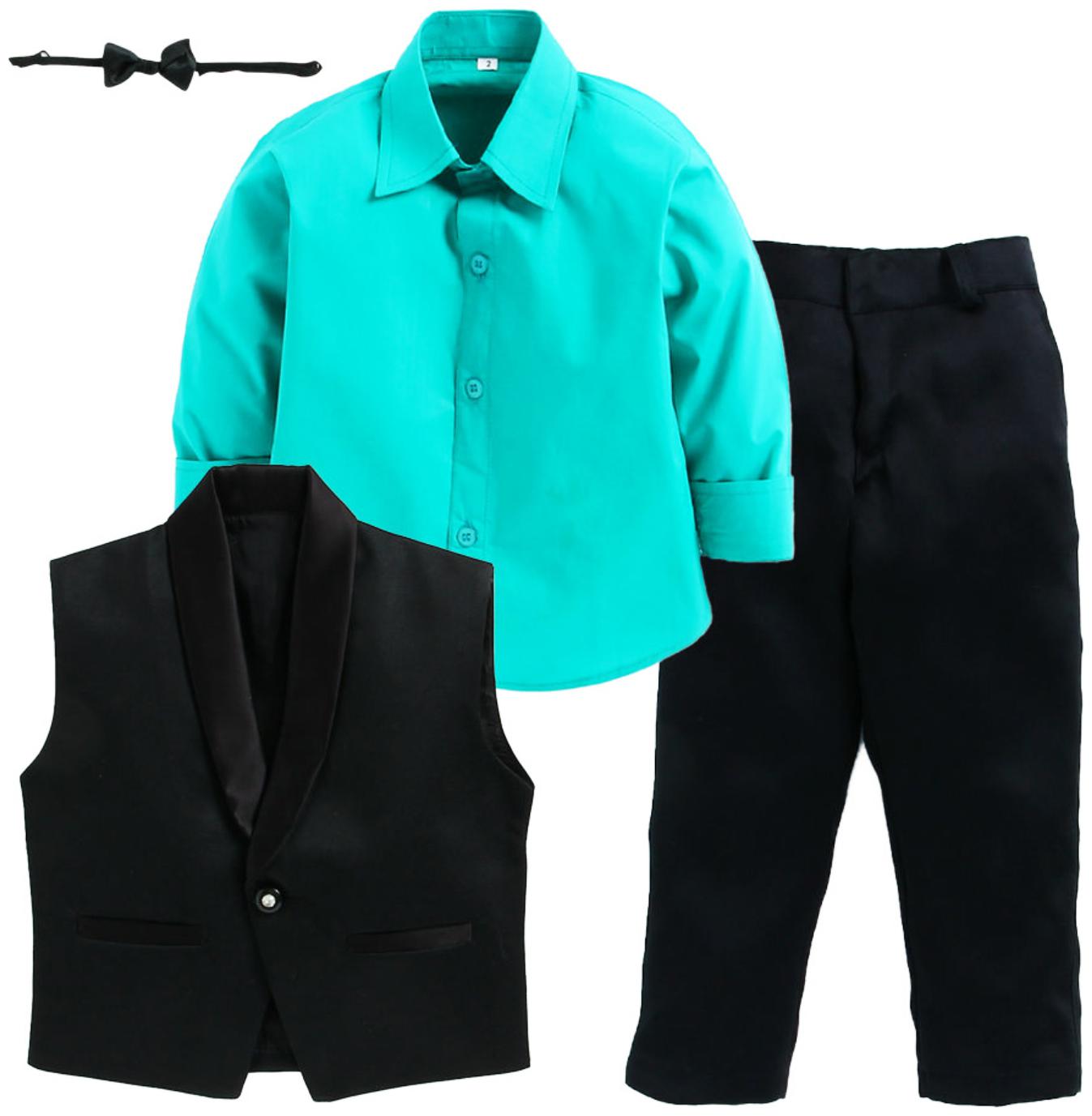 

Jeetethnics Black Blue Boys Waistcoat Suit Set