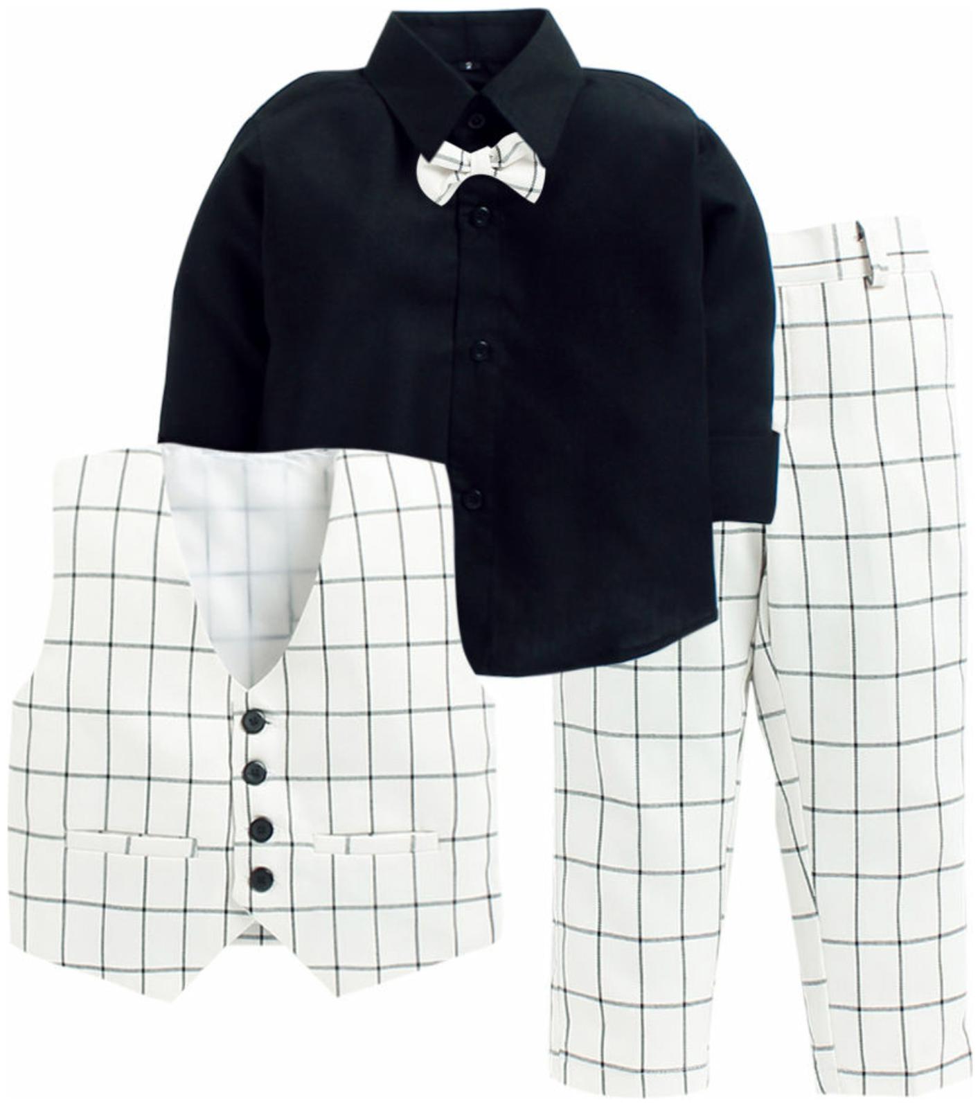 

Jeetethnics White Boys Waistcoat Suit Set