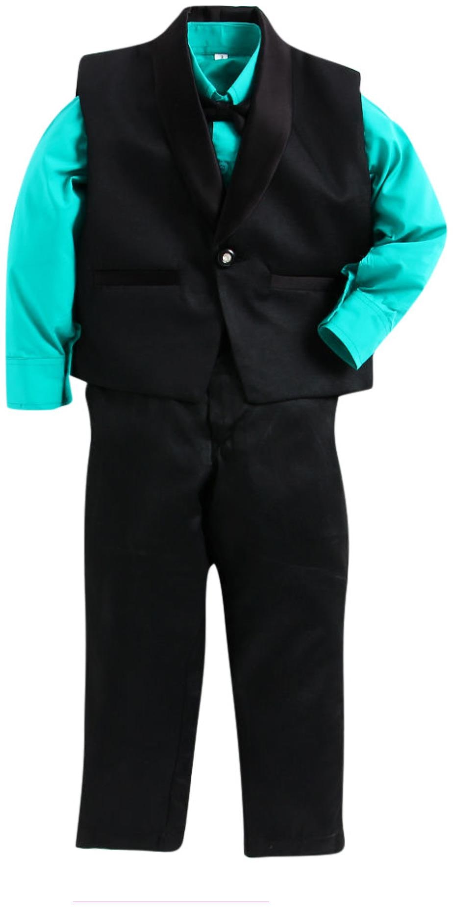 

Jeetethnics Black Blue Boys Waistcoat Suit Set