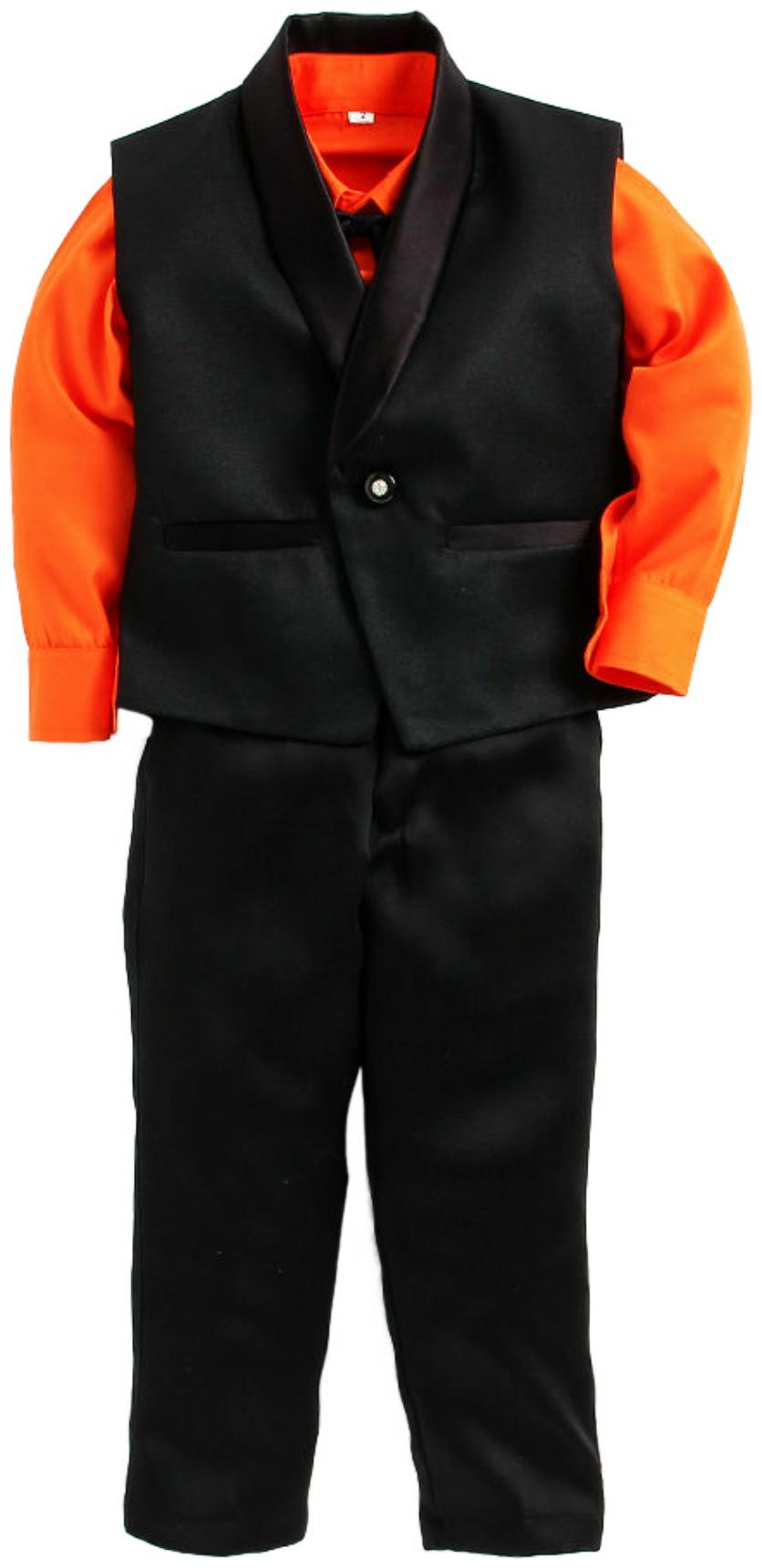 

Jeetethnics Black Orange Boys Waistcoat Suit Set