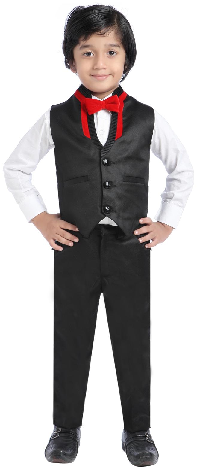 

Jeetethnics Boy Silk blend Solid Kurta pyjama set - Black