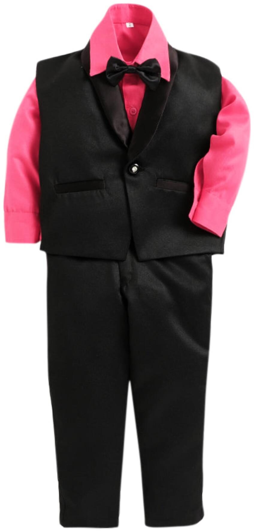 

Jeetethnics Black Pink Boys Waistcoat Suit Set