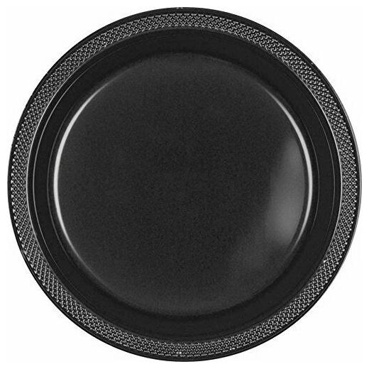 

Jet Black Round Plastic Plates 7 Pack of 20 Party Supply