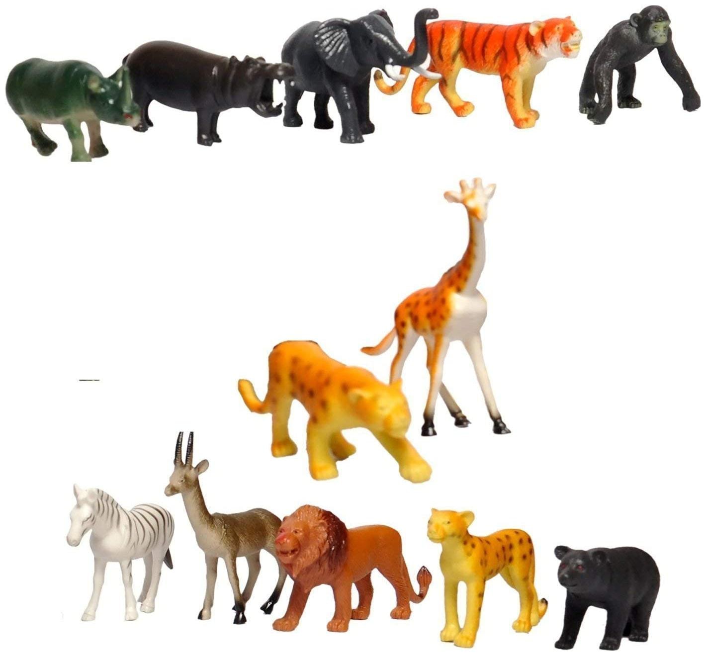 

JGG Rubber Realistically Wild Animal Figurine Toys Set for Kids Game Pack of 12