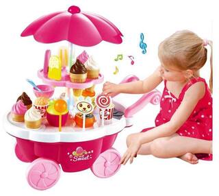 jk int  Ice Cream Kitchen Play Cart Kitchen Set Toy with Lights and Music - 39 pc