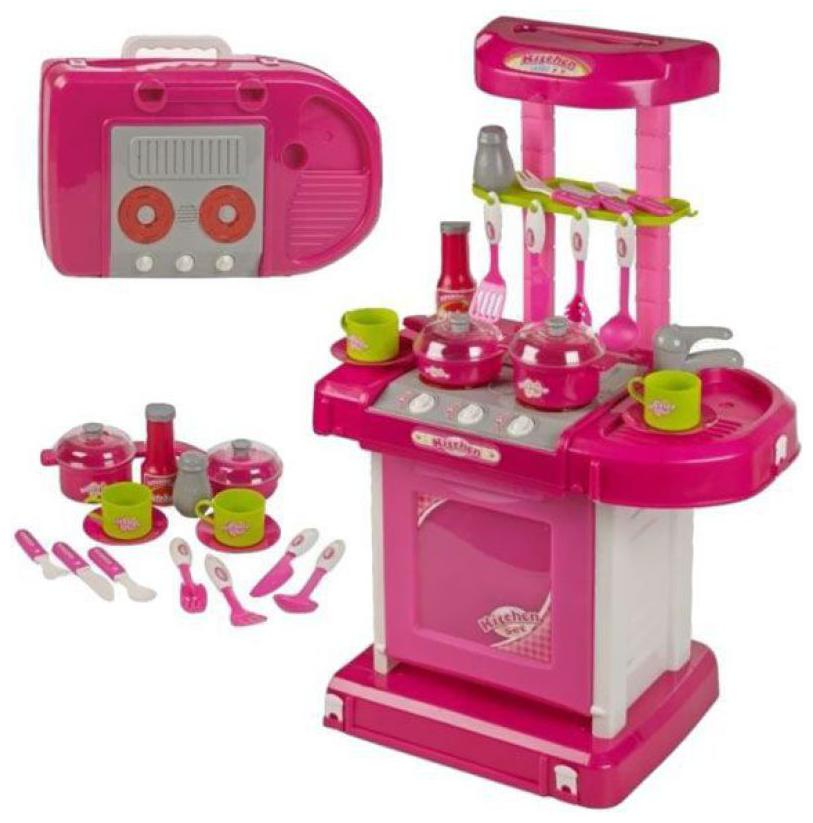 

jk int Pink Plastic Portable Kitchen Set with Lights