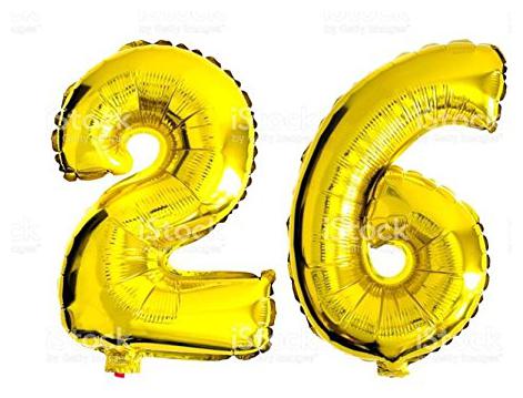 

JMO27Deals 26 Numbers Golden Foil Birthday-Anniversary Party Decorations Balloon (Golden Pack of 2)