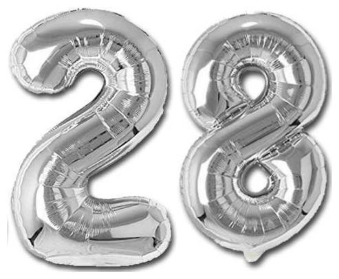 

JMO27Deals 28 Numbers Silver Foil Birthday-Anniversary Party Decorations Balloon (Silver Pack of 2)