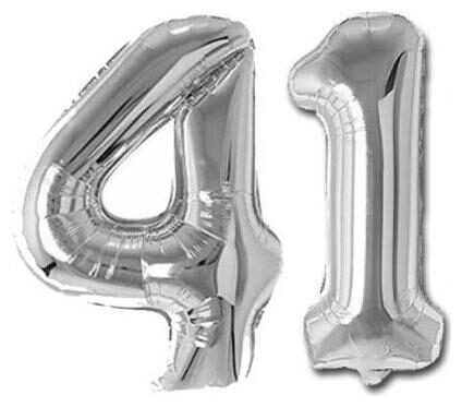

JMO27Deals 41 Numbers Silver Foil Birthday-Anniversary Party Decorations Balloon (Silver Pack of 2)