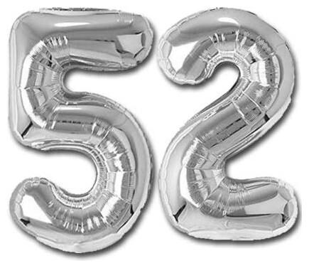 

JMO27Deals 52 Numbers Silver Foil Birthday-Anniversary Party Decorations Balloon (Silver Pack of 2)