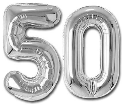 

JMO27Deals 50 Numbers Silver Foil Birthday-Anniversary Party Decorations Balloon (Silver Pack of 2)