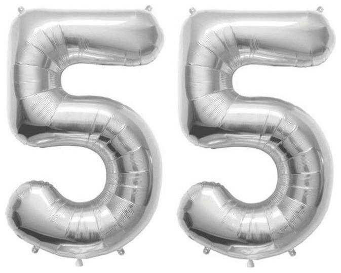 

JMO27Deals 55 Numbers Silver Foil Birthday-Anniversary Party Decorations Balloon (Silver Pack of 2)