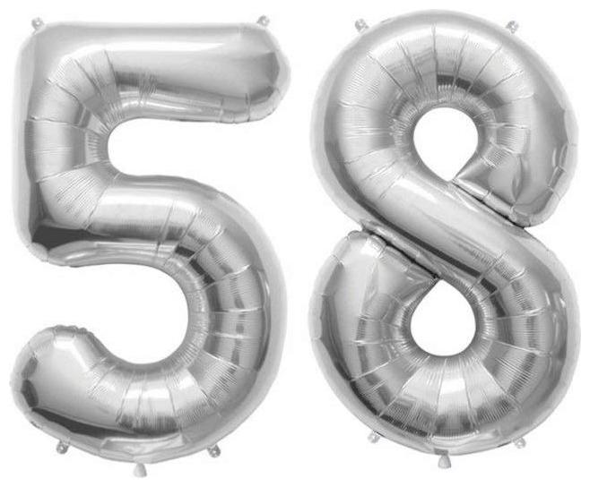 

JMO27Deals 58 Numbers Silver Foil Birthday-Anniversary Party Decorations Balloon (Silver Pack of 2)