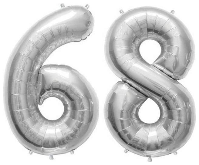 

JMO27Deals 68 Numbers Silver Foil Birthday-Anniversary Party Decorations Balloon (Silver Pack of 2)