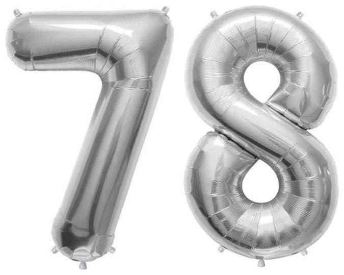 

JMO27Deals 78 Numbers Silver Foil Birthday-Anniversary Party Decorations Balloon (Silver Pack of 2)