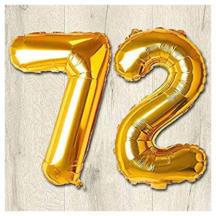 

JMO27Deals 72 Numbers Golden Foil Birthday-Anniversary Party Decorations Balloon (Golden Pack of 2)