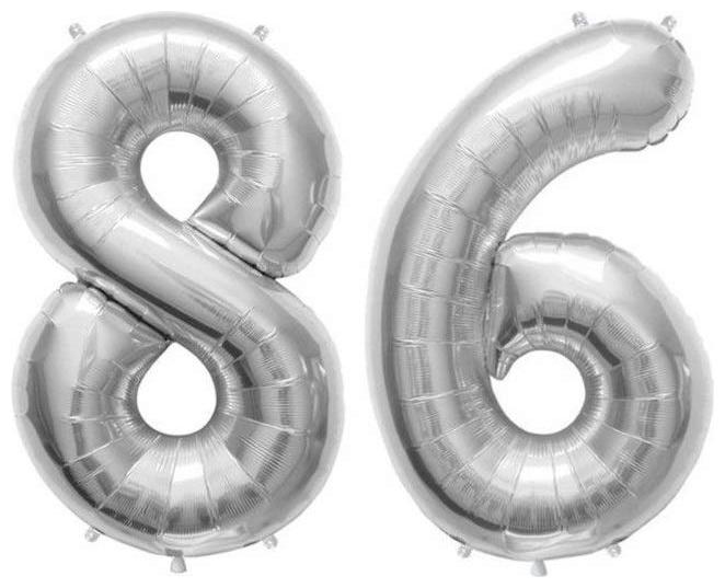 

JMO27Deals 86 Numbers Silver Foil Birthday-Anniversary Party Decorations Balloon (Silver Pack of 2)