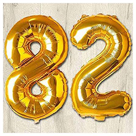 

JMO27Deals 82 Numbers Golden Foil Birthday-Anniversary Party Decorations Balloon (Golden Pack of 2)
