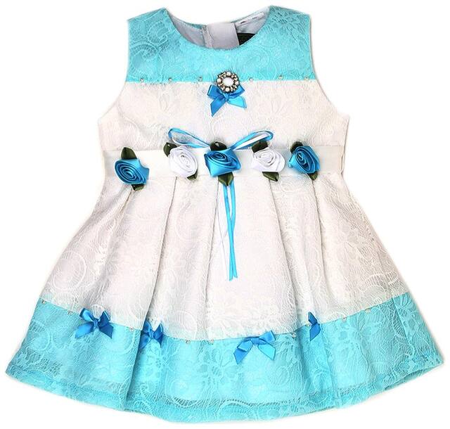 K.C.O 89 Baby Girls Party Self Design Sleeveless Frock