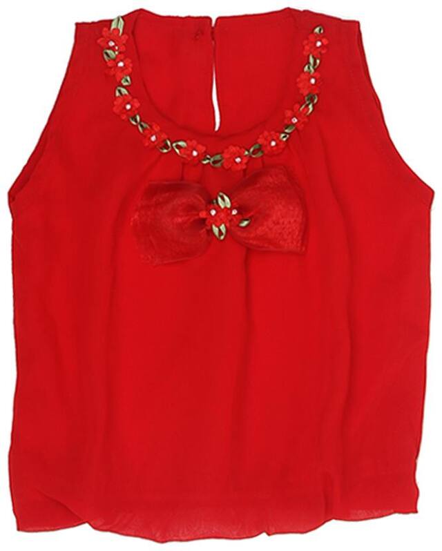 K.C.O 89 Girl Crepe Solid Top - Red