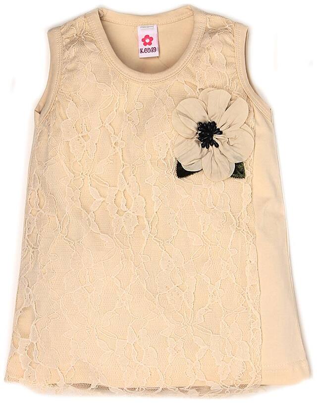 K.C.O 89 Girl Cotton Solid Top - Beige