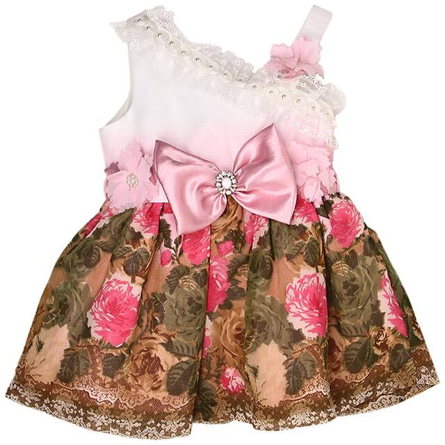 K.C.O 89 Girls Brown Printed Frock