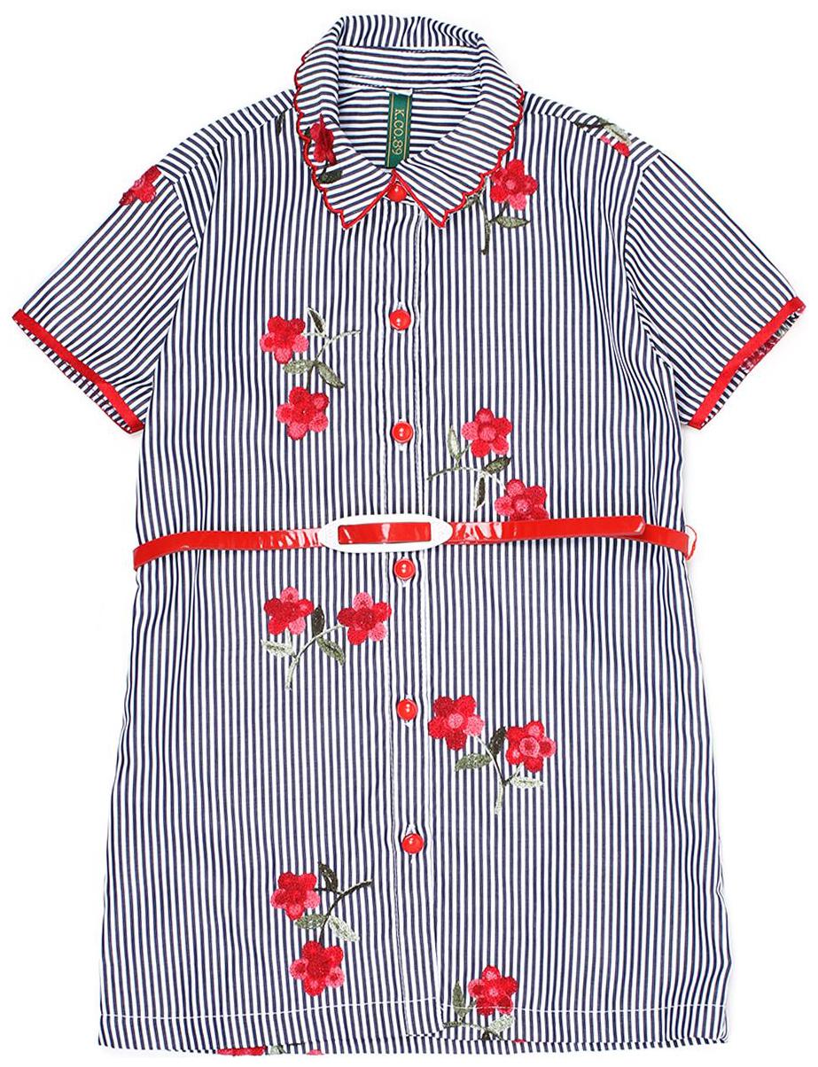 

K C O 89 Blue Polyester Short Sleeves Knee Length Collar Frock ( Pack of 1 )
